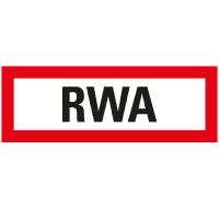 Feuerwehrzeichen RWA (Rauch- und Wärmeabzug), DIN 4066, Folie, 297x105mm