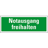 Rettungszeichen Notausgang freihalten, praxisbewährt, Folie, selbstkl.,297x105mm