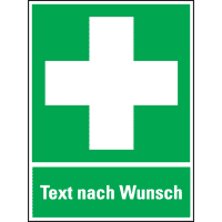 Rettungsz.-Kombischild Erste Hilfe, Text nach Wunsch, ASR/ISO, Kunststoff,300x400mm