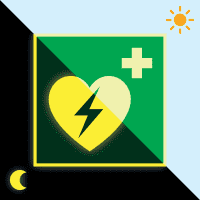 PERMALIGHT® power Rettungsz.Autom.ext.Defibrillator, ASR/ISO, Aluminium,200x200mm