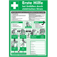 Aushang Erste Hilfe bei Unfällen durch elektrischen Strom, Kunststoff, 395x575mm