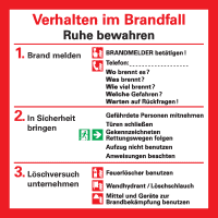 Notfallplan Verhalten im Brandfall, Kunststoff, 200x200mm