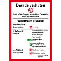 Aushang Brände verhüten, DIN 14096 Brandschutzordnung Teil A, Kunststoff,210x297mm