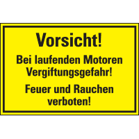 Hinweisschild Vorsicht bei laufenden...Vergiftungsgefahr..., Kunststoff,300x200mm