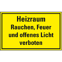 Hinweisschild Heizraum Rauchen, Feuer...verboten, Folie, selbstklebend,300x200mm