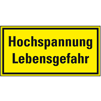 Hinweisschild Hochspannung Lebensgefahr, ASR, Folie, selbstklebend, 200x100mm