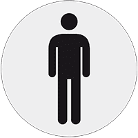 Türaufkleber Herren, Grund silber, Symbol schwarz, Polyesterfolie, Ø 100mm