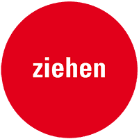 Türhinweis Ziehen, verhindert Stoßverletzungen, rot, Folie, selbstklebend, Ø 100mm
