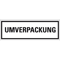 Verpackungskennzeichen UMVERPACKUNG, Folie, seewasserbeständig,147x50 mm,500/Rolle