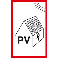Hinweisschild Photovoltaikanlage für Feuerwehr, Folie, selbstklebend, 100x50mm