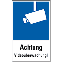 Hinweis-Kombischild Achtung Videoüberwachung!, Folie, selbstklebend, 200x300mm
