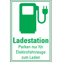 Hinweisschild Ladestation Elektrofahrzeug, mit Piktogramm, Kunststoff, 200x300mm