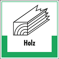 Abfallkennzeichen Holz, mit Symbol und Text, Kunststoff, 200x200mm