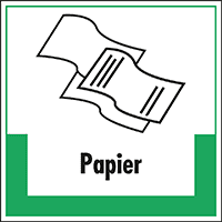 Abfallkennzeichen Papier, mit Symbol und Text, Folie, selbstklebend, 200x200mm