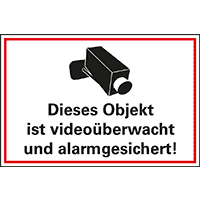 Hinweisschild Dieses Objekt ist videoüberwacht ..., Kunststoff, 300x200mm