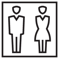 Türschild Piktogramm Frauen- und Männer-WC, Folie, selbstklebend, 150x150mm