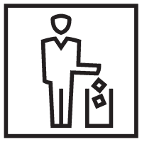 Türschild Piktogramm Abfallbehälter, Folie, selbstklebend, 150x150mm