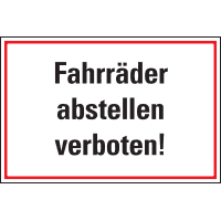 Hinweisschild Fahrräder abstellen verboten!, Aluminium, 300x200mm