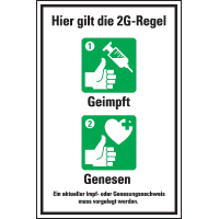 Hinweisschild Hier gilt die 2G-Regel, Kunststoff, 200x300mm
