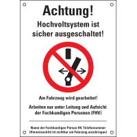 Warnzeichen Achtung am Fahrz.wird gearb., DGUV 209-093, weiß, Kunststoff,297x210mm