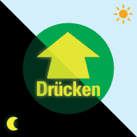 PERMALIGHT® power Türhinweis Drücken mit Pfeil, grün, Folie, fluoreszierend, Ø 100mm