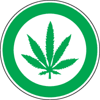 Hinweisschild Cannabis erlaubt, praxisbewährt, Folie, selbstklebend, Ø 200mm