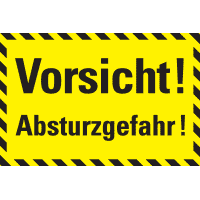 Hinweisschild Vorsicht! Absturzgefahr!, schraffiert, Kunststoff, 300x200mm