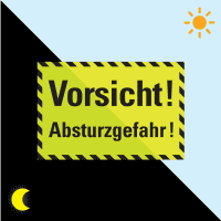 PERMALIGHT® power Hinweisschild Vorsicht!Absturzgefahr!, schra.Kunstst.,300x200mm