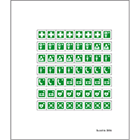 Minisymbol-Sammelbogen Erste Hilfe Einrichtungen, ASR/ISO, Folie,8mm,56/Bogen