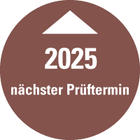 Systemprüfplakette nächster Prüftermin 2025, braun Dokufolie, Ø 30mm,10/Bogen
