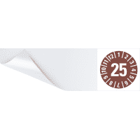 Kabelprüfplakette 25, braun, Folie, selbstklebend, 95x25mm, 6/Bogen