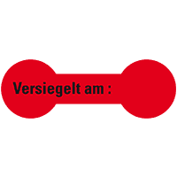Sich.siegel Versiegelt am:..., RoHS-konform, leuchtrot, Haftpapier,60x20mm,12/Bogen
