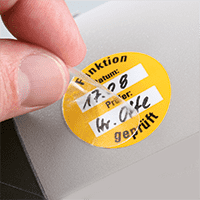 Schutzlaminat für Prüfplaketten Ø 25mm, transparent, Folie, Ø 30mm, 18/Bogen