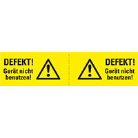Steckerkennzeichnung Defekt, gelb/schwarz, Folie, 120x30mm, 3/Bogen