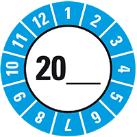 Prüfplakette für Grundetikett, zum Selbstbeschriften, hellblau, Ø25mm,21/Bogen