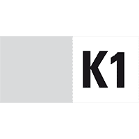 Kennzeichnung für elektrische Betriebsmittel K1, Folie, selbstkl.,57x25mm,6/Bogen