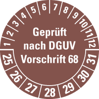 Prüfpl. G.n.DGUV Vorschr.68, 25-31, braun, Folie, Oberflächensch., Ø 40mm, 10/BOG