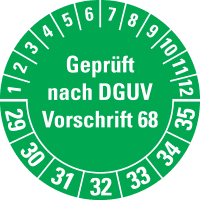Prüfpl. G.n.DGUV Vorschr.68, 29-35, grün, Folie, Oberflächensch., Ø 40mm, 10/BOG