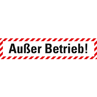 Wartungsaufkleber Außer Betrieb!, Folie, selbstklebend, 100x20mm, 7/Bogen
