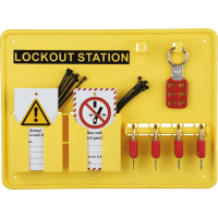 Lockout-Station, Variante 1, gefüllt, Wartungsanhängern,4 Schlössser, Multischließ.