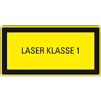 Hinweisschild für Lasereinrichtung Laser Klasse 1, Folie, 52x26mm, 10/Bogen