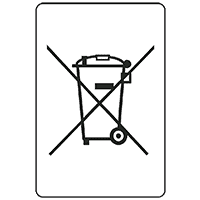 WEEE-Gerätekennzeichen, ohne Balken, RoHS-konform, Folie, selbstkl.,10x15mm,10/Bogen