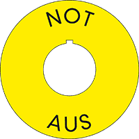 NOT-AUS-Kontrastunterlage mit Nase, RoHS konform, Folie, selbstkl., Ø 60/22,5mm