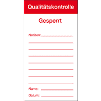 Qualitätsaufkleber Qualitätskontrolle-Gesperrt, Papier, 80x150mm,100/Block