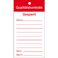 Qualitätsanhänger Qualitätskontrolle-Gesperrt, Karton, 80x150mm, 50/VE