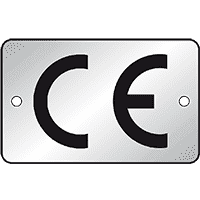 CE-Zeichen, rechteckig, silber/schwarz, Aluminium, eloxiert, 40x25mm, 100/VE