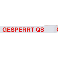 Klebeband Gesperrt QS, weiß/rot, Polypropylen, selbstklebend, 50mm, 66m/Rolle