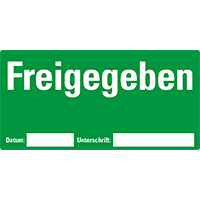 Etikett Freigegeben, beschriftbar, grün, Haftpapier, ablösbar,148x74mm,500/Rolle