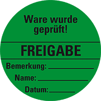 Organisationsetikett Freigabe, grün, Haftpapier, ablösbar, Ø 60mm, 500/Rolle