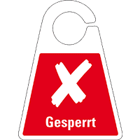 Qualitätsanhänger Gesperrt, beidseitig bedruckt, rot, Kunststoff, 120x165mm